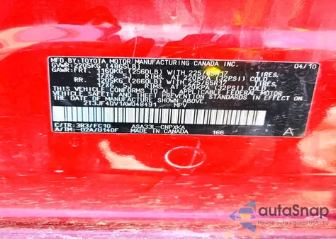 2010 Toyota Rav4 from USA, damaged, VIN 2T3JF4DV1AW048491
